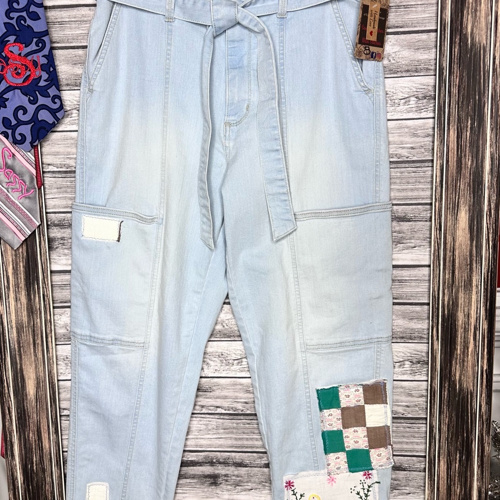 UpCycled Recycled Handmade Reworked Vintage Quilt Stretch Denim Jean Gypsy Boho